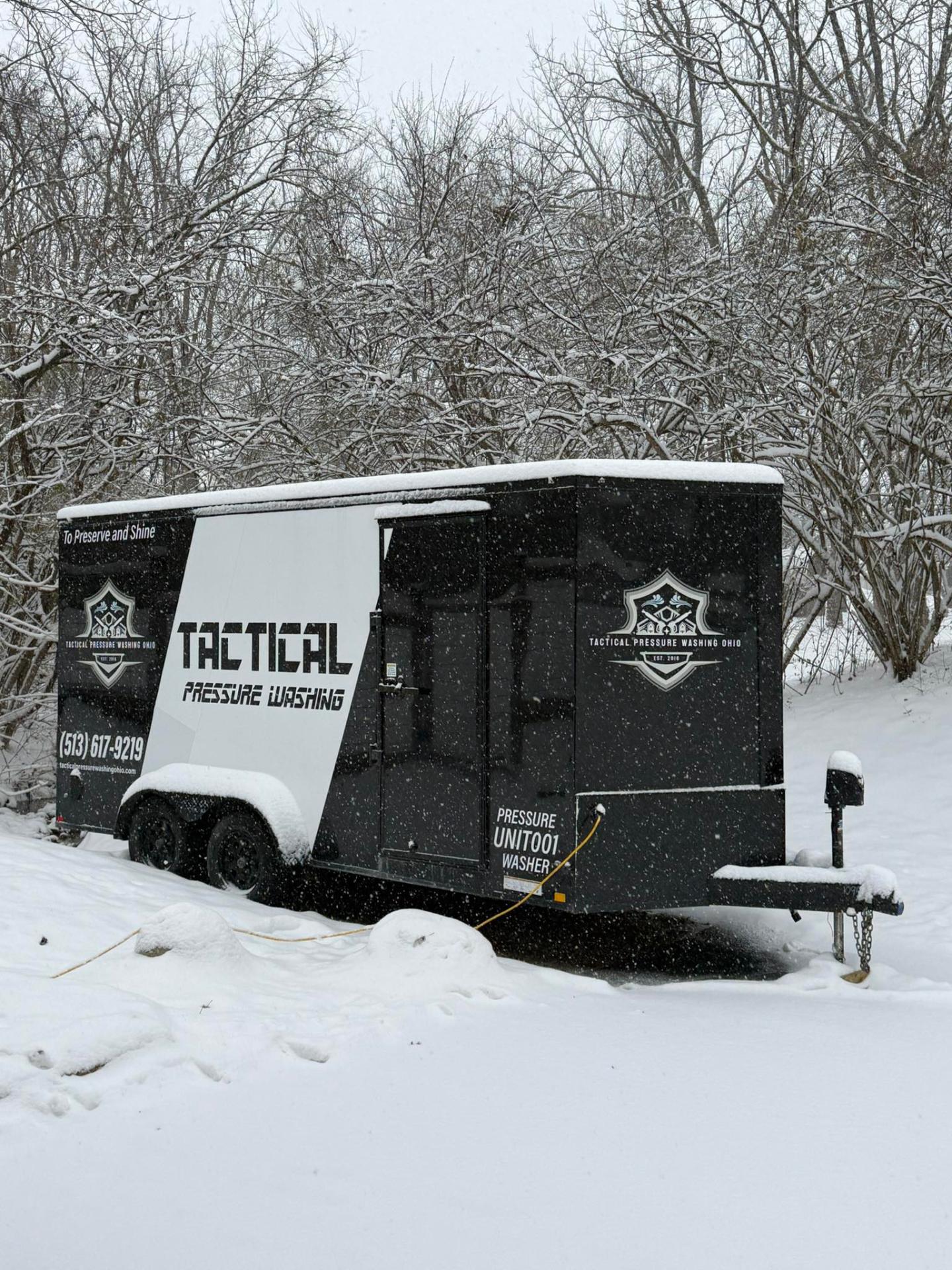 Tactical Pressure Washing Ohio equipment trailer on location